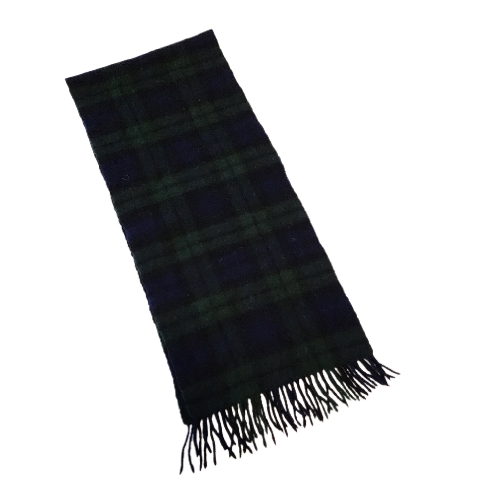 Lambswool Scarf Green Blue Plaid